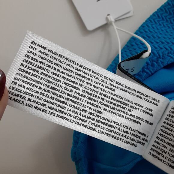 Seafolly Australia Deep V Neck One Piece Swimsuit Blue Backless Womens 10 NWT - Picture 9 of 15